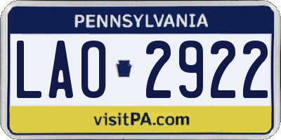 PA license plate LAO2922