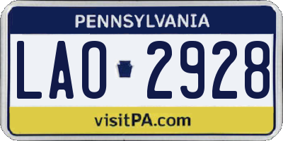 PA license plate LAO2928