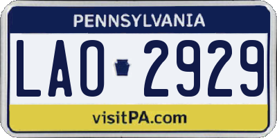 PA license plate LAO2929