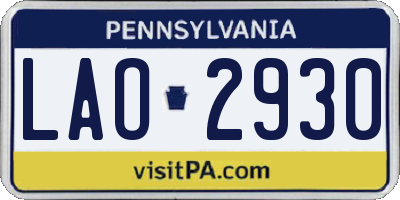 PA license plate LAO2930
