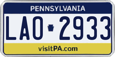 PA license plate LAO2933