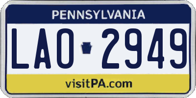 PA license plate LAO2949