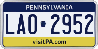 PA license plate LAO2952