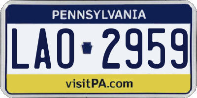 PA license plate LAO2959