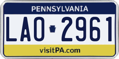 PA license plate LAO2961