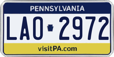 PA license plate LAO2972