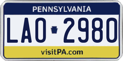 PA license plate LAO2980