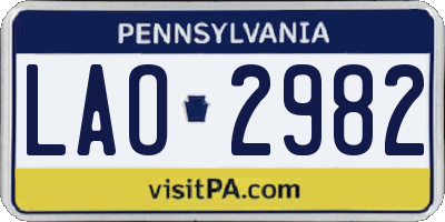 PA license plate LAO2982
