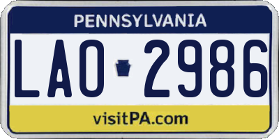 PA license plate LAO2986