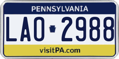 PA license plate LAO2988