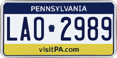 PA license plate LAO2989