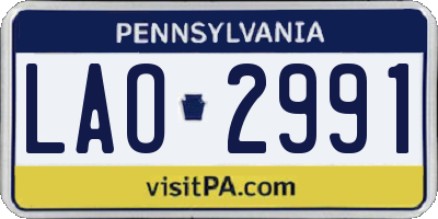 PA license plate LAO2991