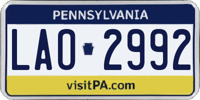 PA license plate LAO2992