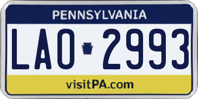 PA license plate LAO2993