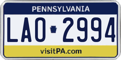 PA license plate LAO2994