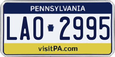 PA license plate LAO2995