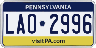 PA license plate LAO2996