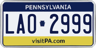 PA license plate LAO2999