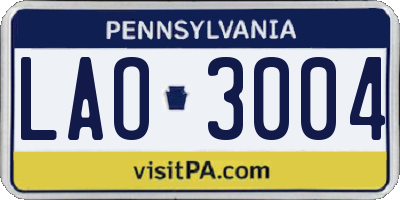 PA license plate LAO3004