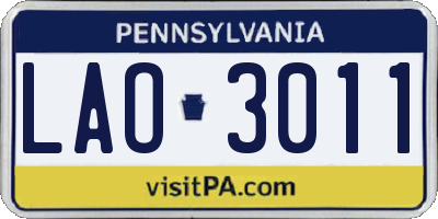 PA license plate LAO3011