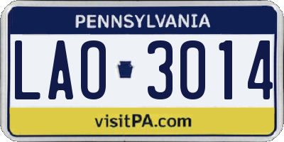 PA license plate LAO3014