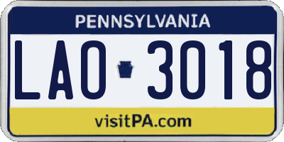 PA license plate LAO3018