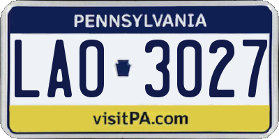 PA license plate LAO3027