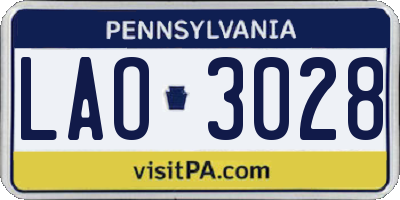 PA license plate LAO3028