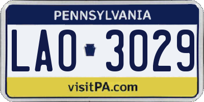 PA license plate LAO3029