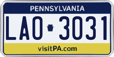 PA license plate LAO3031