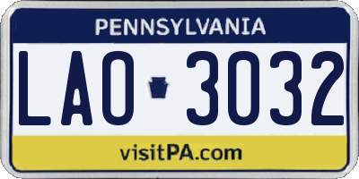 PA license plate LAO3032