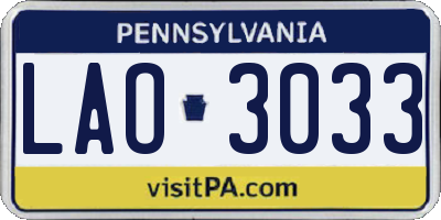 PA license plate LAO3033