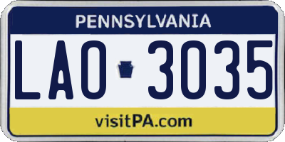 PA license plate LAO3035