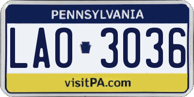 PA license plate LAO3036