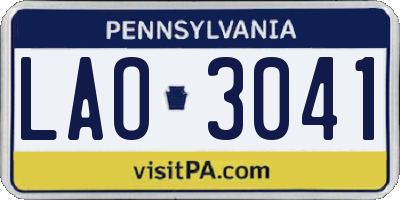 PA license plate LAO3041