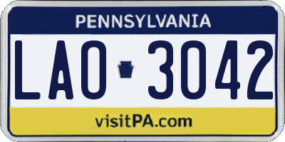 PA license plate LAO3042