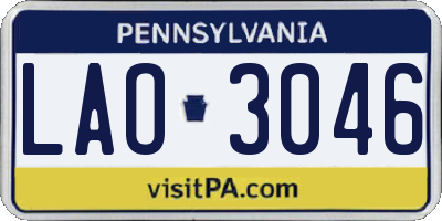 PA license plate LAO3046