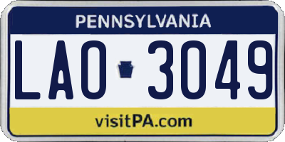 PA license plate LAO3049