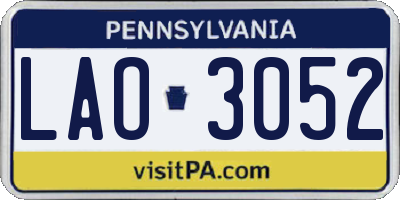 PA license plate LAO3052