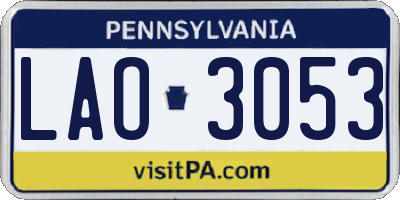 PA license plate LAO3053