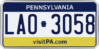 PA license plate LAO3058