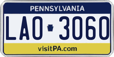 PA license plate LAO3060