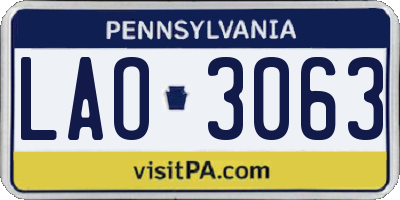 PA license plate LAO3063