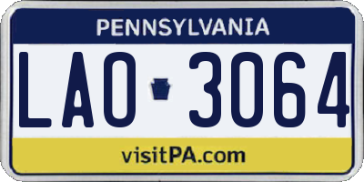 PA license plate LAO3064