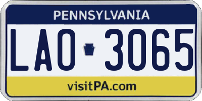 PA license plate LAO3065