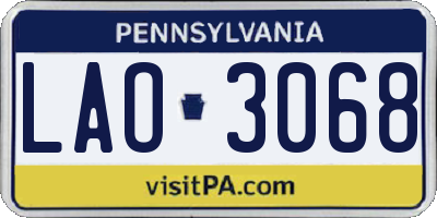 PA license plate LAO3068
