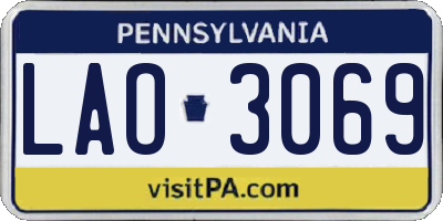 PA license plate LAO3069
