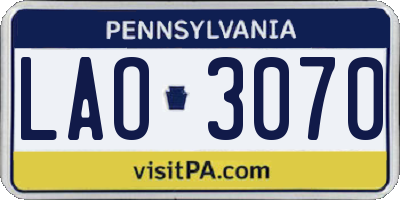 PA license plate LAO3070