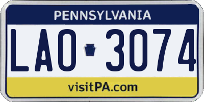 PA license plate LAO3074