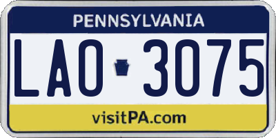 PA license plate LAO3075